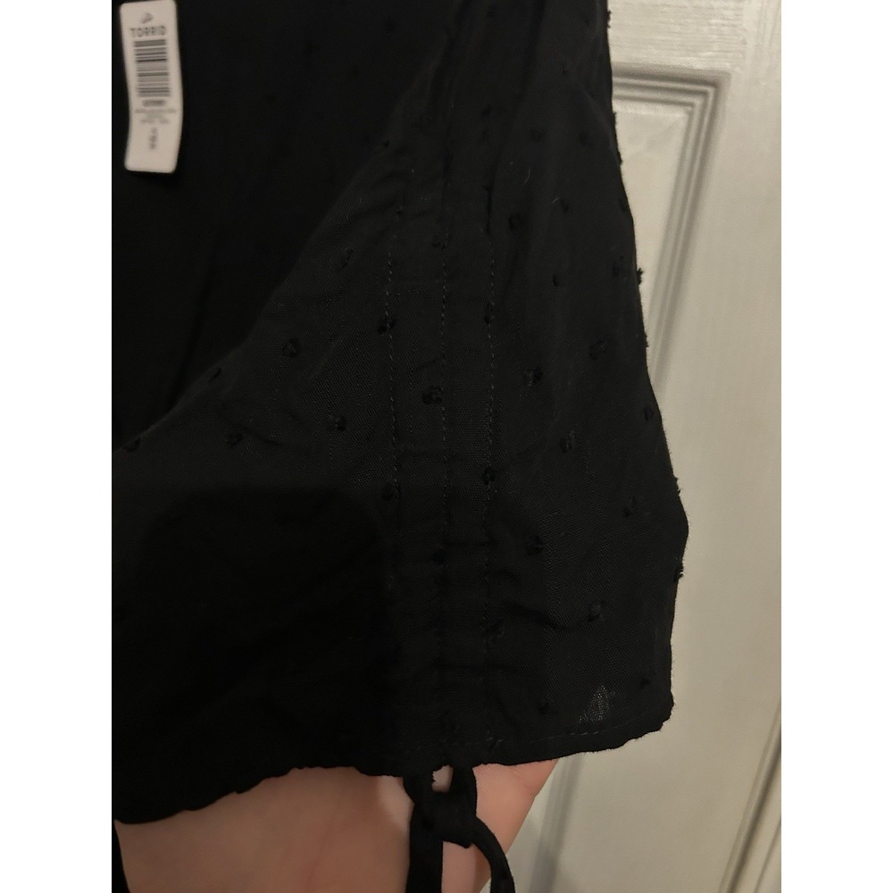 NWT Torrid 4 Dress 26 Midi Swiss Linen Surplice Wrap Dress V-Neck Wrap Tie Black - Picture 9 of 16